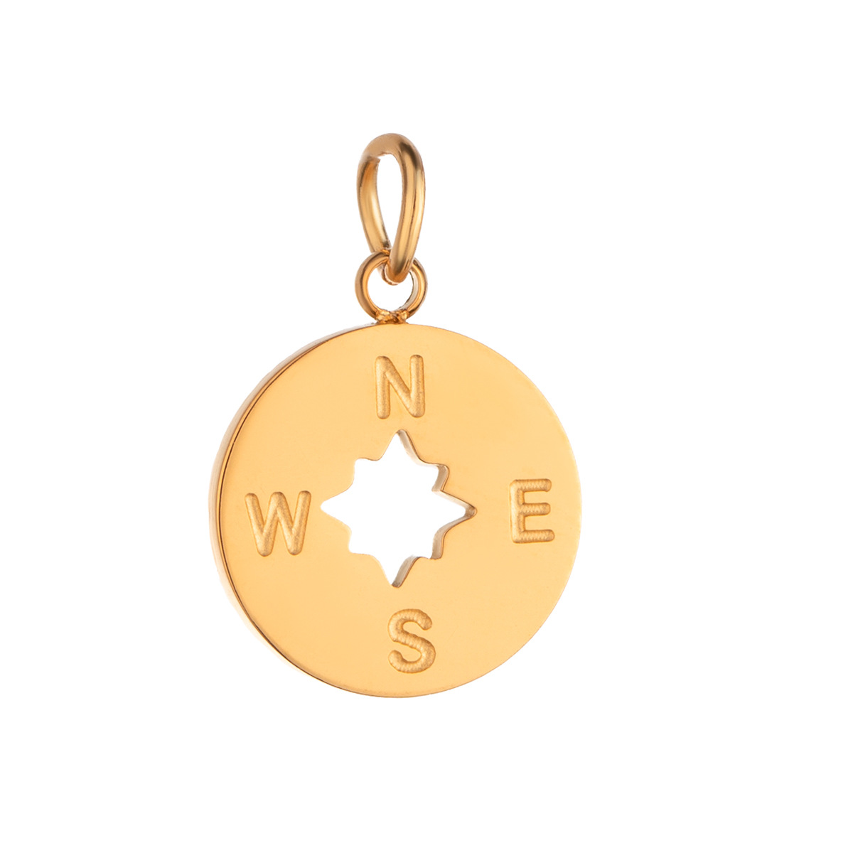 1 Piece Simple Series Copper Coin Shape Stainless Steel 18K Gold Color Plated Women's Pendants 